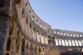 pula-01 Muro del anfiteatro de Pula, que en este lateral, que da al mar, se compone de tres pisos y en el lateral opuesto, de dos, ya que se construy sobre una colina inclinada.