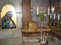 El santo sepulcro, la XIV estacin de la Via Dolorosa, sobre la roca de la tumba hay una placa de marmol